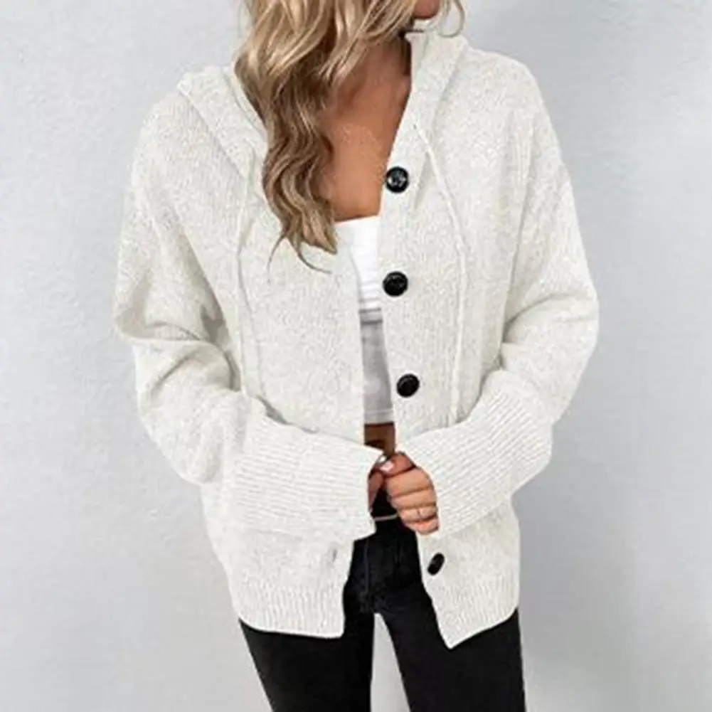 Women Long Sleeve Top Soft Knitted Women's Hooded Cardigan Cozy Stylish Sweater Coat for Fall Spring Long-sleeved Coats