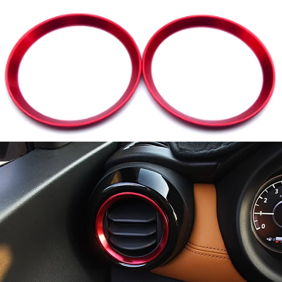 2Pcs Front Left & Right Air Conditioner AC Outlet Circle Ring Cover Trim Inner Decoration Fit For Nissan Kicks 2016 2017 2018