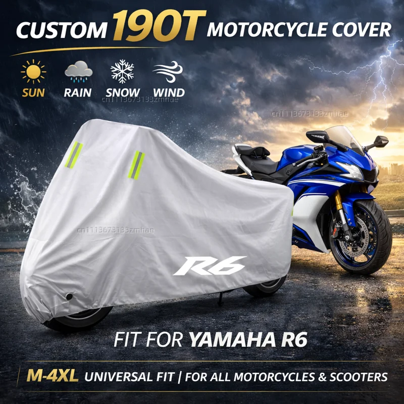 

For Yamaha YZFR6 YZF R6 R6S 1999-2015 2005 2007 2010 Motorcycle Cover Waterproof Heavy Duty Outdoor Rain Dust Sun Protector