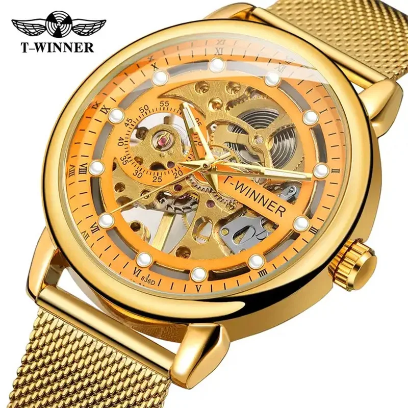 Reloj con correa de malla ahuecada para hombre, pulsera mecánica Manual, resistente al agua, estilo europeo y americano, Envío Gratis, novedad