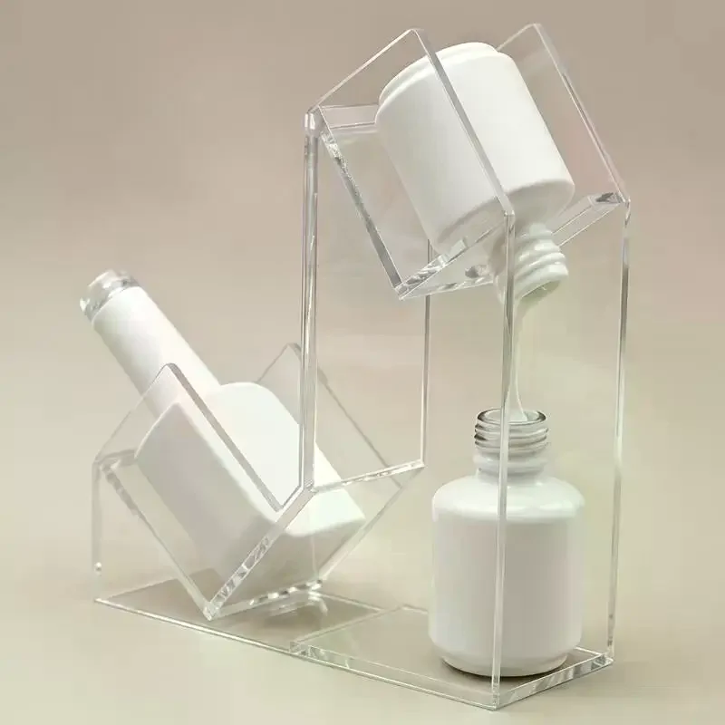 Acrylic Nail Polish Inverter Stand Transparent Countertop Display Rack for Home Salon Nail Polish Bottle Storage