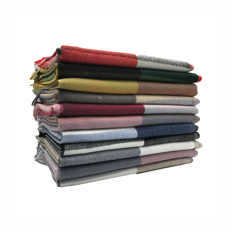 

Новинка, Женский клетчатый шарф с перекрестными краями, клетчатый кашемировый шарф большого размера, шаль