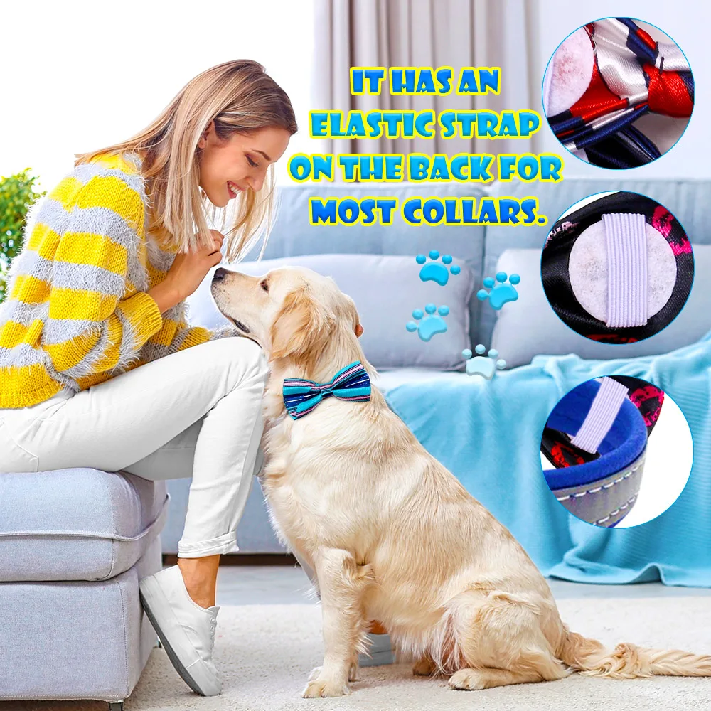 New 50/100 pcs Dog Collar Bow Tie Double Dog Bows Dog Supplies Removable Pet Dog Bowties Collar Decoration Pet Accessories