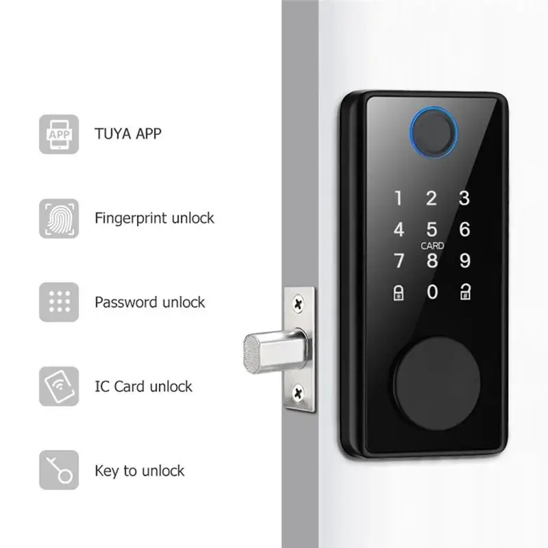B29C-Electronic Door Lock For Tuya Lock With Deadbolt Lock Fingerprint Lock Keyless Entry With Smartlife App Remote Unlock