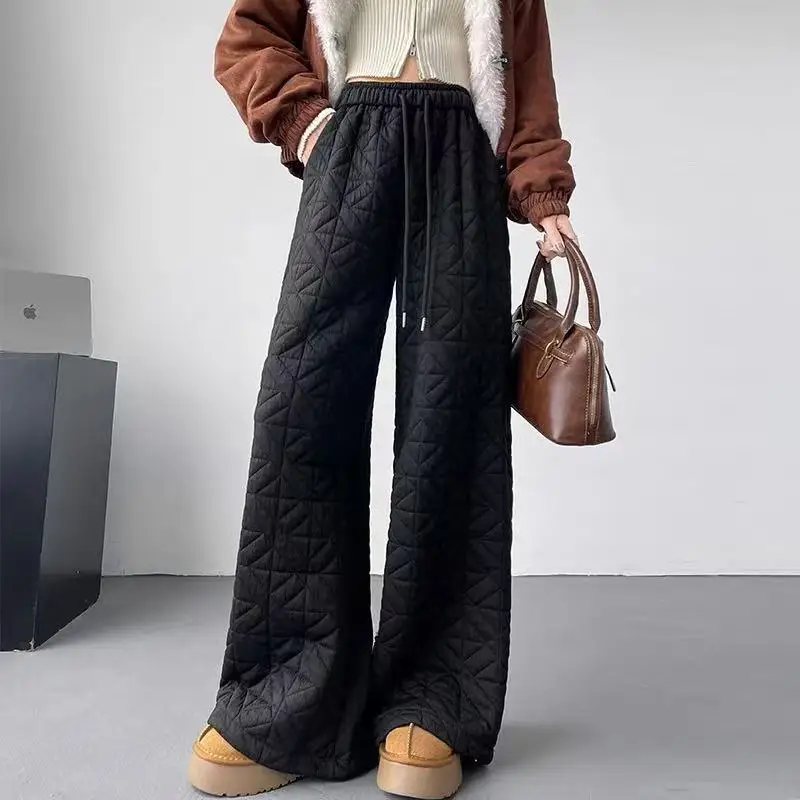 Cotton pants women's outer wear 2025 new autumn and winter velvet pants loose drape casual wide-leg thickened velvet pants