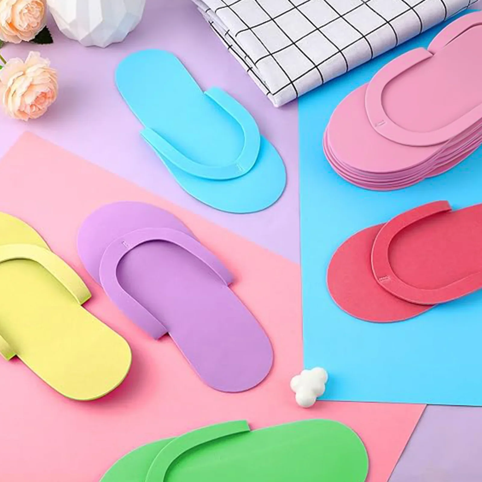 Zapatillas de pedicura desechables, chanclas de Spa multicolores desechables de espuma, zapatos de pedicura para salón de mujeres, Spa de uñas