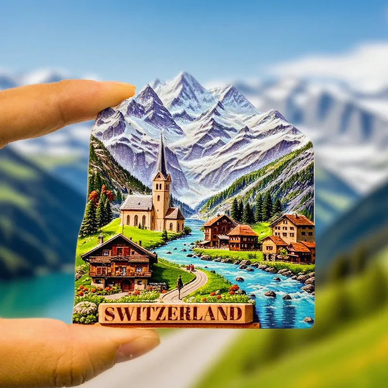 Swiss Refrigerator Magnets Travel Souvenirs High-Value Decorative Resin Magnets Unique Gifts Small Gifts