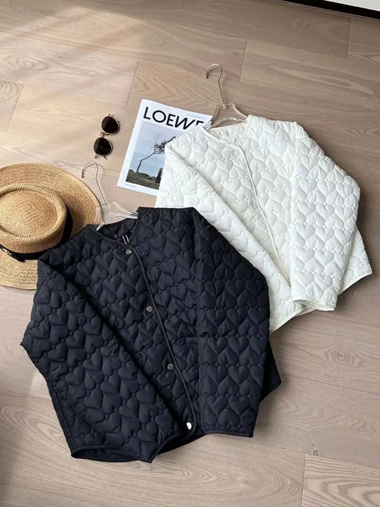 

Легкий теплый стеганый однобортный хлопковый джет в форме сердца, внутреннее пальто, женская зимняя хлопковая одежда Sli