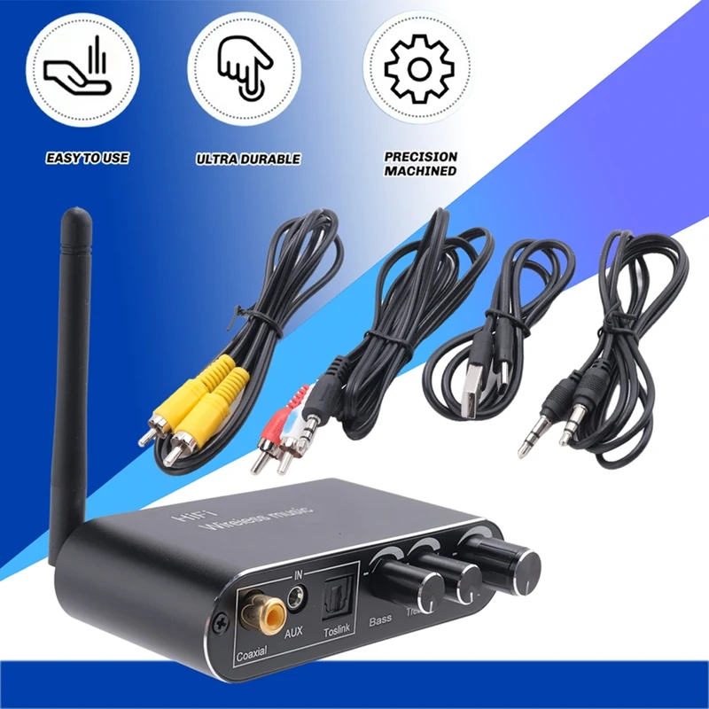 Convertidor digital a analógico Receptor Bluetooth 5.1 DAC Óptico/Coaxial a AUX Salida de audio de 3,5 mm con control de volumen-ABDQ