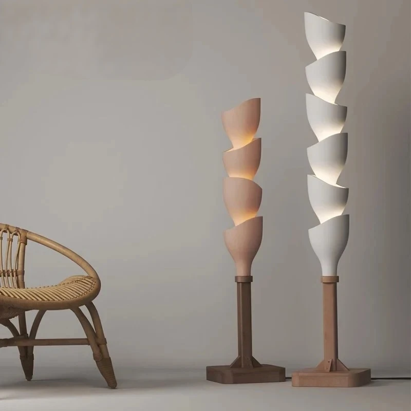 Nordic White Cream LED Floor Lamps lustre Stacked wine glasses Creative design Ceiling Suitable for Living room Bedside lamp
