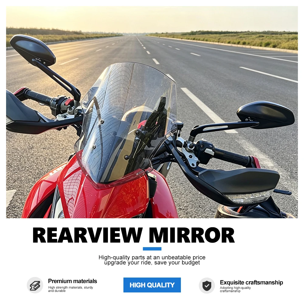 Universal Motorcycle Handlebar Bar Mirrors Clear CNC Aluminum Anti-reflective View Mirrors Balance Slider Motorcycle Rear View 3