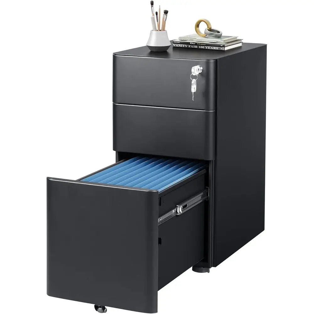 

Compact Mobile File Cabinet with Lock, Suitable for Home Office, Holds Letter/Legal/A4 Size Documents, 11.8 x 17.7 x 23.2 Inches