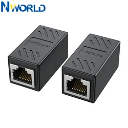 2Pcs RJ45 Connector Coupler Ethernet Cable LAN Inline Cat7/Cat6/Cat5e Ethernet Cable Extender Adapter Female Coupler Black