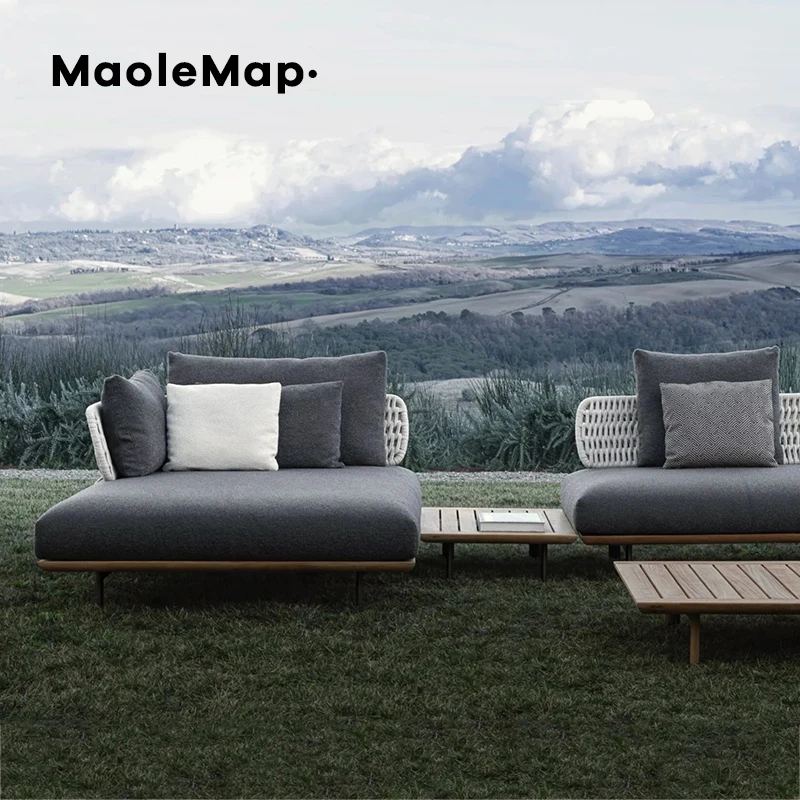 Modern Sofa Restaurant Furniture Hotel Pool Nordic Garden Italian Outdoor Coffee Table Wood Patio Terrace Luxury Teak Sofa Chair