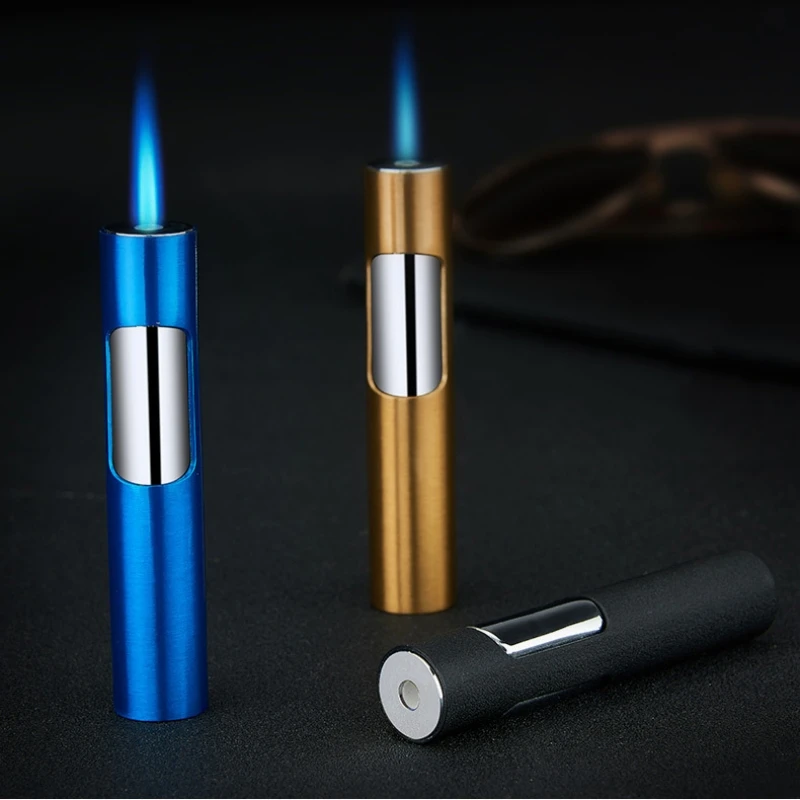 جديد الشعلة مضيئة أخف جت السجائر السيجار اكسسوارات القلم البخاخة البيوتان عبوة معدنية يندبروف أخف أداة هدية للرجال