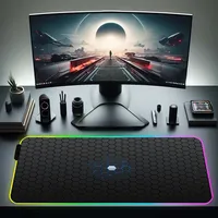 Geometric Mouse Pad XXL With Backlit RGB Mousepad 900x400 LED Gaming Mouse Mat Gamer Professional Non-Slip Computer Keyboard Mat