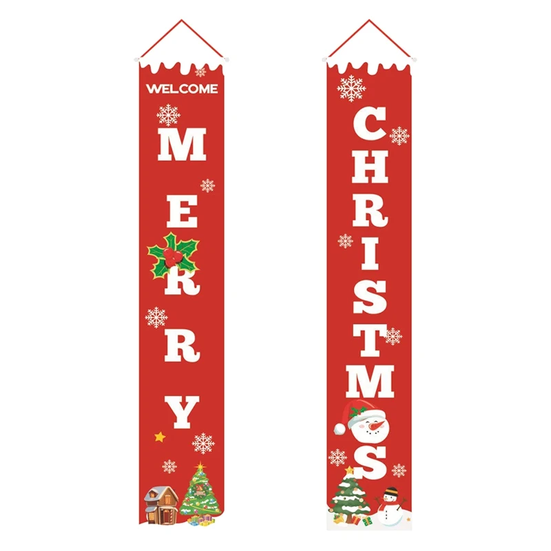 Merry Christmas Banner Christmas Porch Fireplace Wall Signs Flag For Christmas Decorations Outdoor Indoor