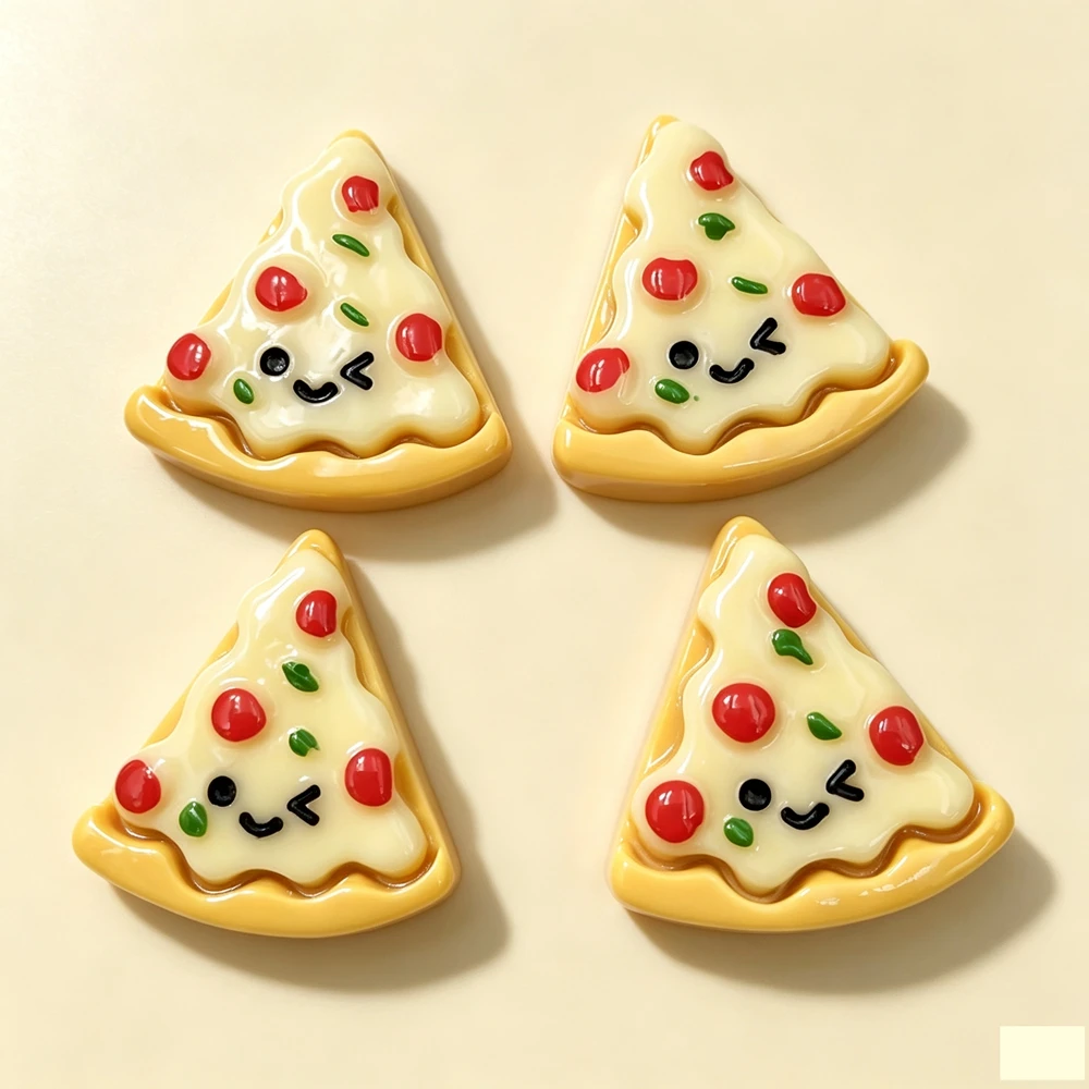 10PCS Resin Hand-paint Mini Pizza small ornaments Flatback Stone Child Scrapbook Buttons Crafts DIY