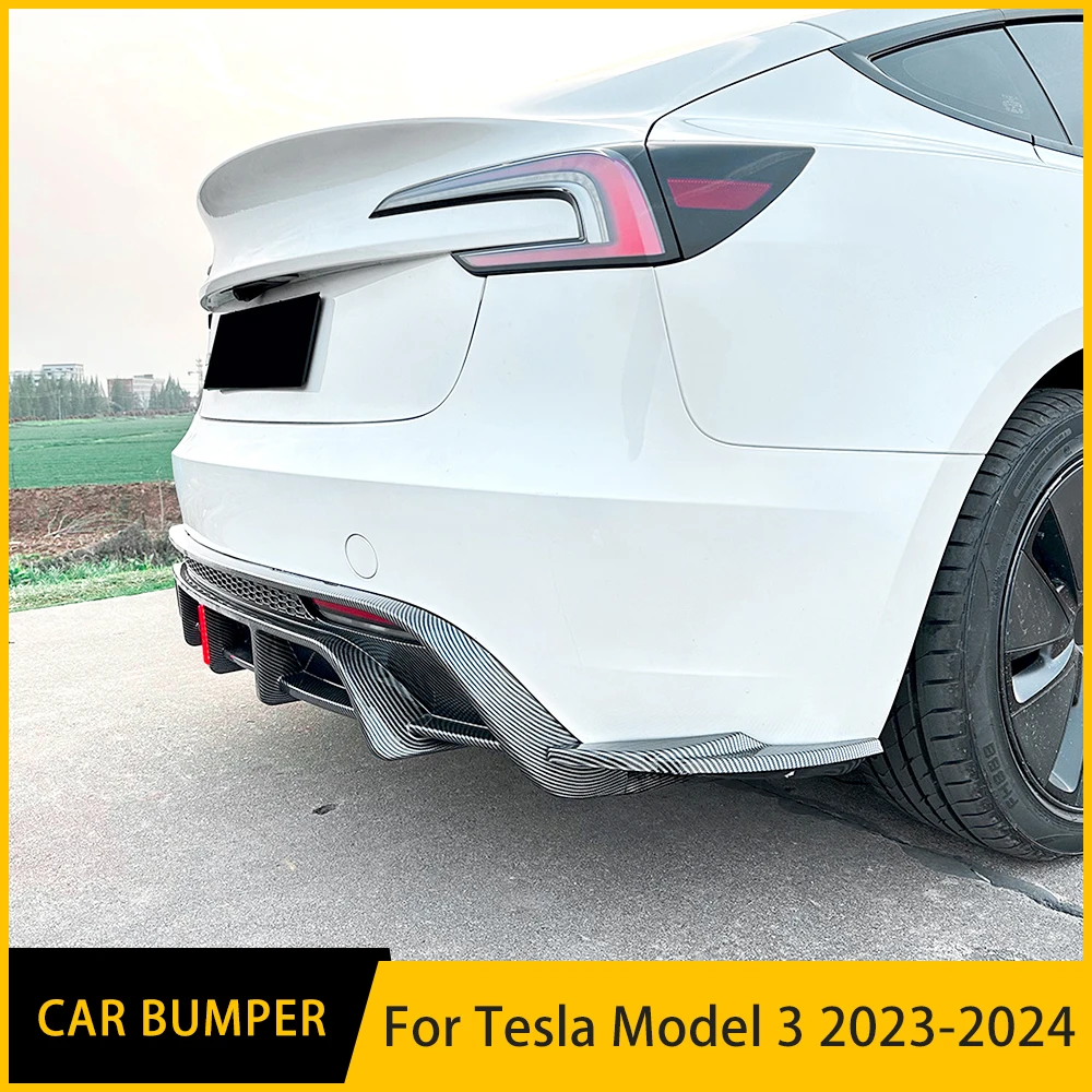 

For Tesla Model 3 2023-2024 High Quality Sports Modification Accessory Rear Bumper Split Lip Body Kit Spoiler Diffuser Deflector