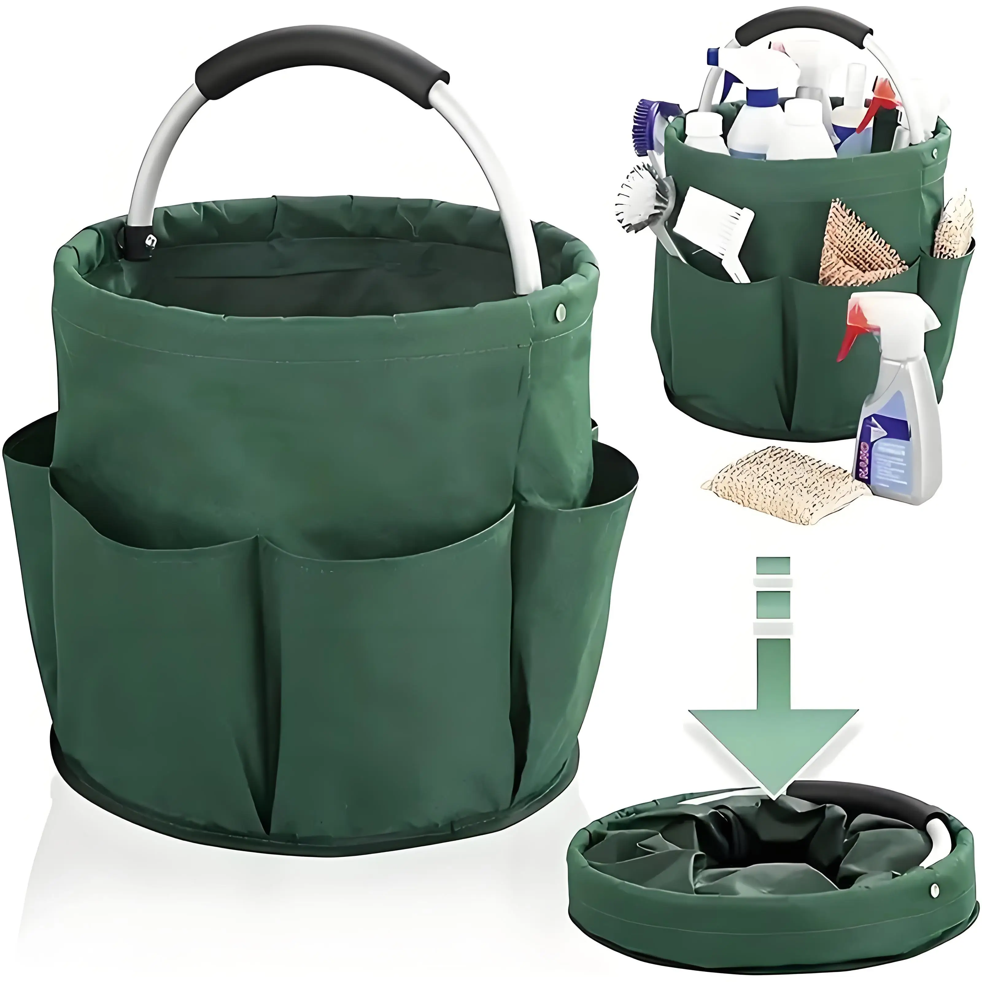 17L Large Storage Organiser Bag Folding Basket Outdoor Picnic Tote Cleaning Caddy Tool Bag Cleaning Beach Garden Basket Supplies