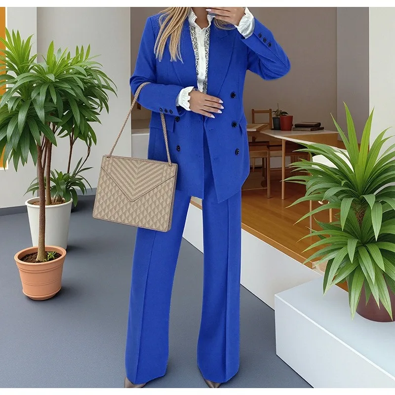 

Женский комплект из двух предметов, осень-зима 2024, новая маленькая куртка и повседневный брючный костюм, пиджак с длинными рукавами и брюки, наряды