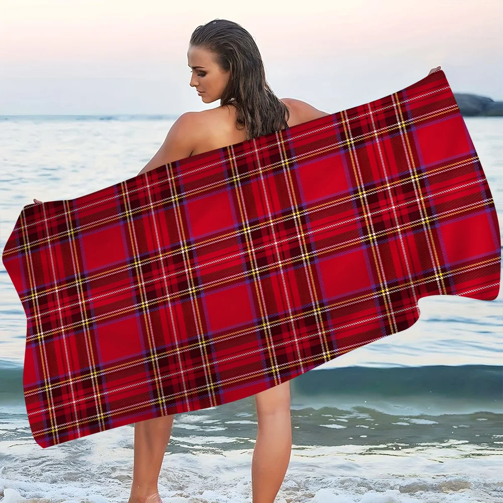 

Modern Black Tartan Microfiber Beach Towel Absorbent Quick Dry Soft Yoga Swimming Resort Mountain Climbing Towel