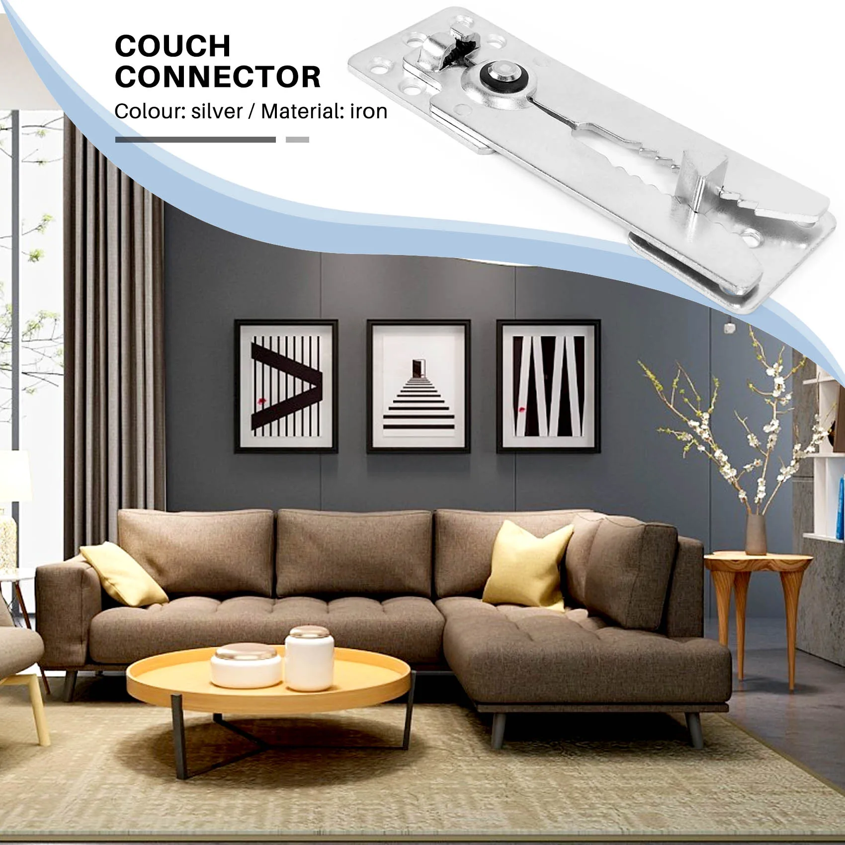 2 Packs of Sectional Sofa Connector, Metal Sectional Sofa Furniture Connector Sectional Connectors for Sliding Sofa