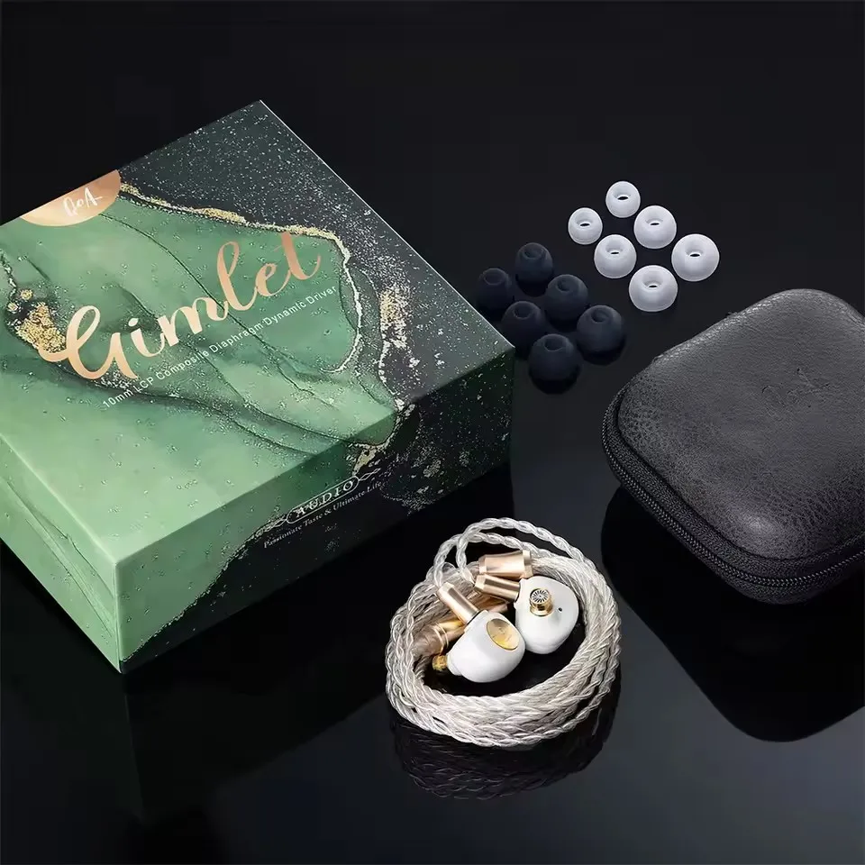 QoA Gimlet سماعة 10 مللي متر LCP سائق ديناميكي 4-core OFC الفضة مطلي داخل الأذن IEM شاشة الموسيقى HiFi سماعة 2Pin كابل سماعات الأذن