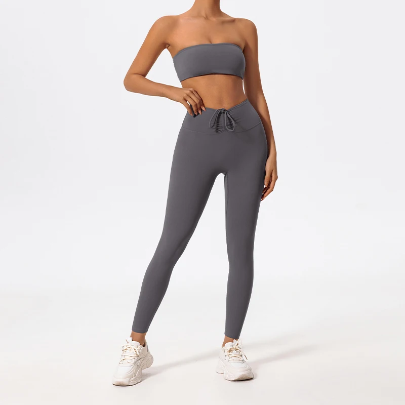 Hearuisavy 2-teiliges Gym-BH-Set für Damen, Yoga-Anzug, schnelltrocknendes Tube-Top, Sportbekleidung, Lauf- und Workout-Kleidung, Sport-Leggings-Sets für Damen – Detail 29