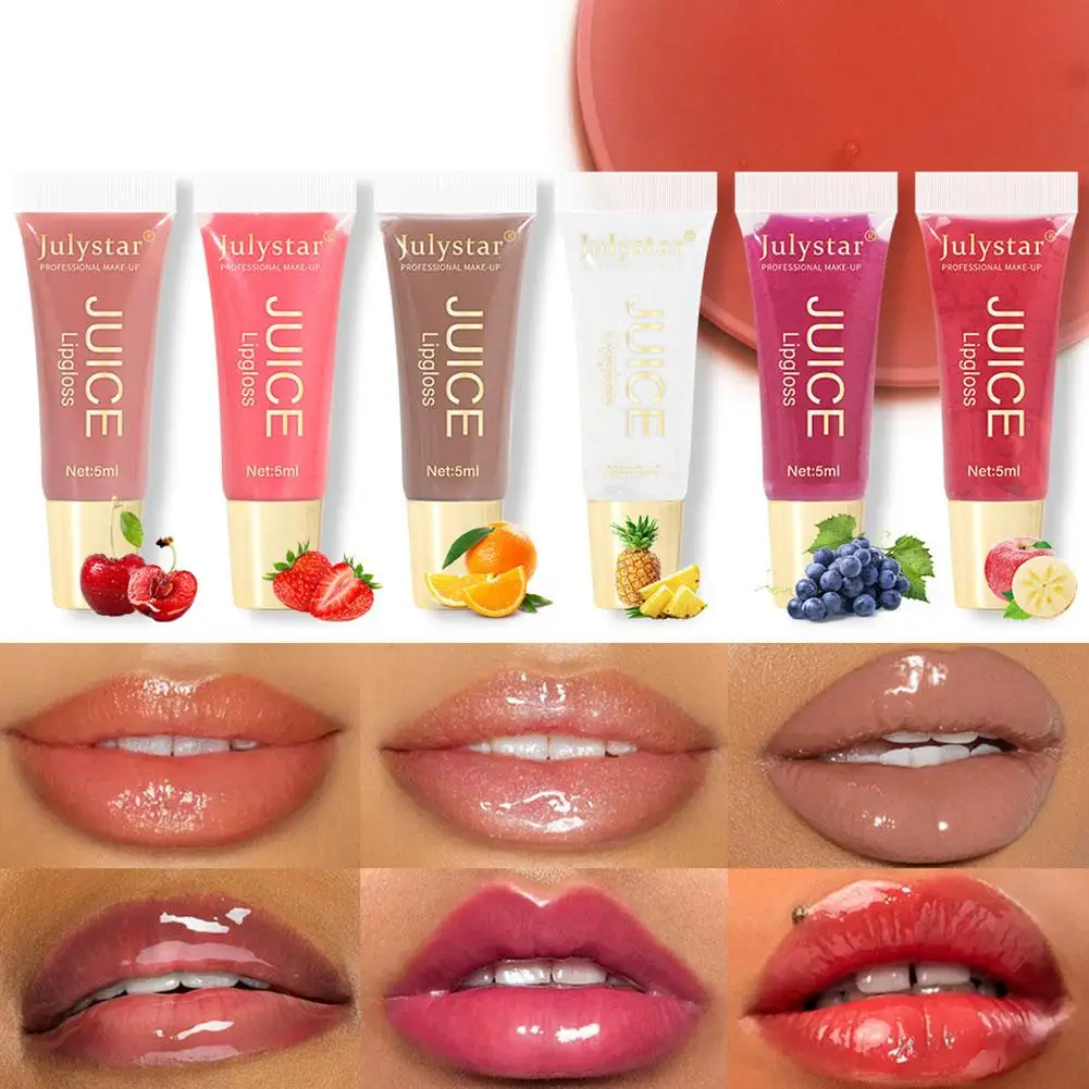 Glitter Plof Lipgloss Gelei Aardbei Vochtinbrengende Crème Transparante Lip Volheid Gel Zachte Tube Lipverzorging Make-Up Fruit Olie B2q0