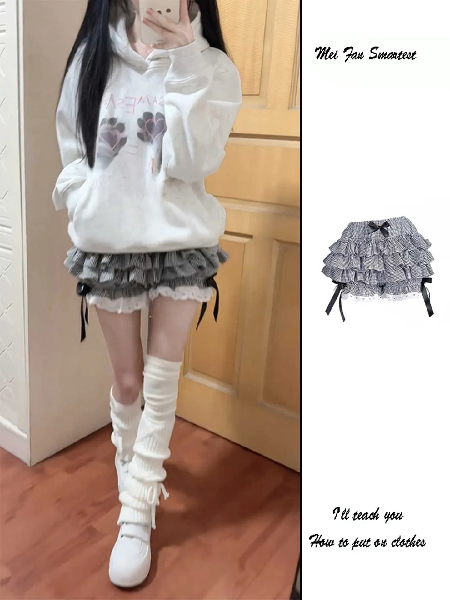 Lolita Plaid Pumpkin Pants Cake Skirt Short Puffy Multi-layered  Skirt Pants Women's Autumn Spicy Pure Desire High Waist