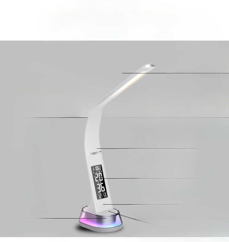 Student specific eye protection desk lamp, bedside LED multifunctional alarm clock, bedroom atmosphere small night light