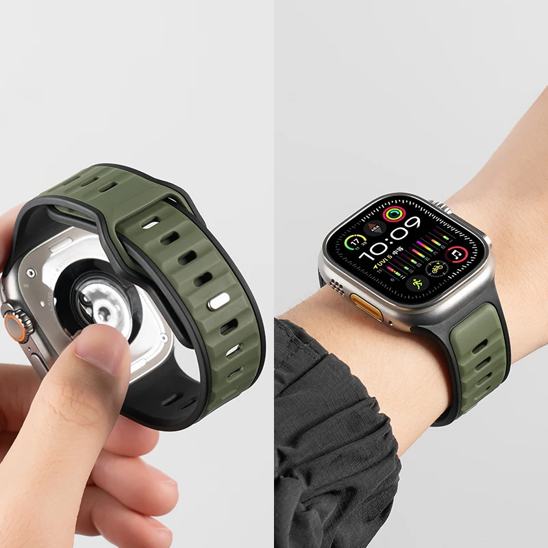 Cinturini in silicone di design per cinturino Apple Watch ultra2 49mm Serie 10 46mm NUOVO braccialetto sportivo per iwatch 9 8 7 6 5 SE 42mm-45mm 44mm