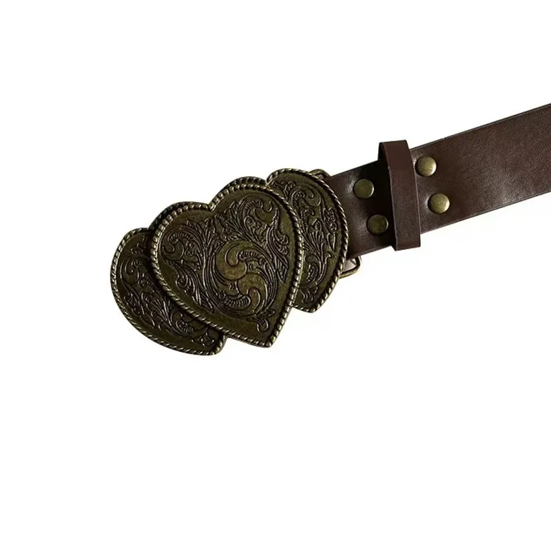 2026 Neuer Y2K Western Schnitzgürtel Vintage Distressed Ohne Löcher PU-Leder – Detail 5