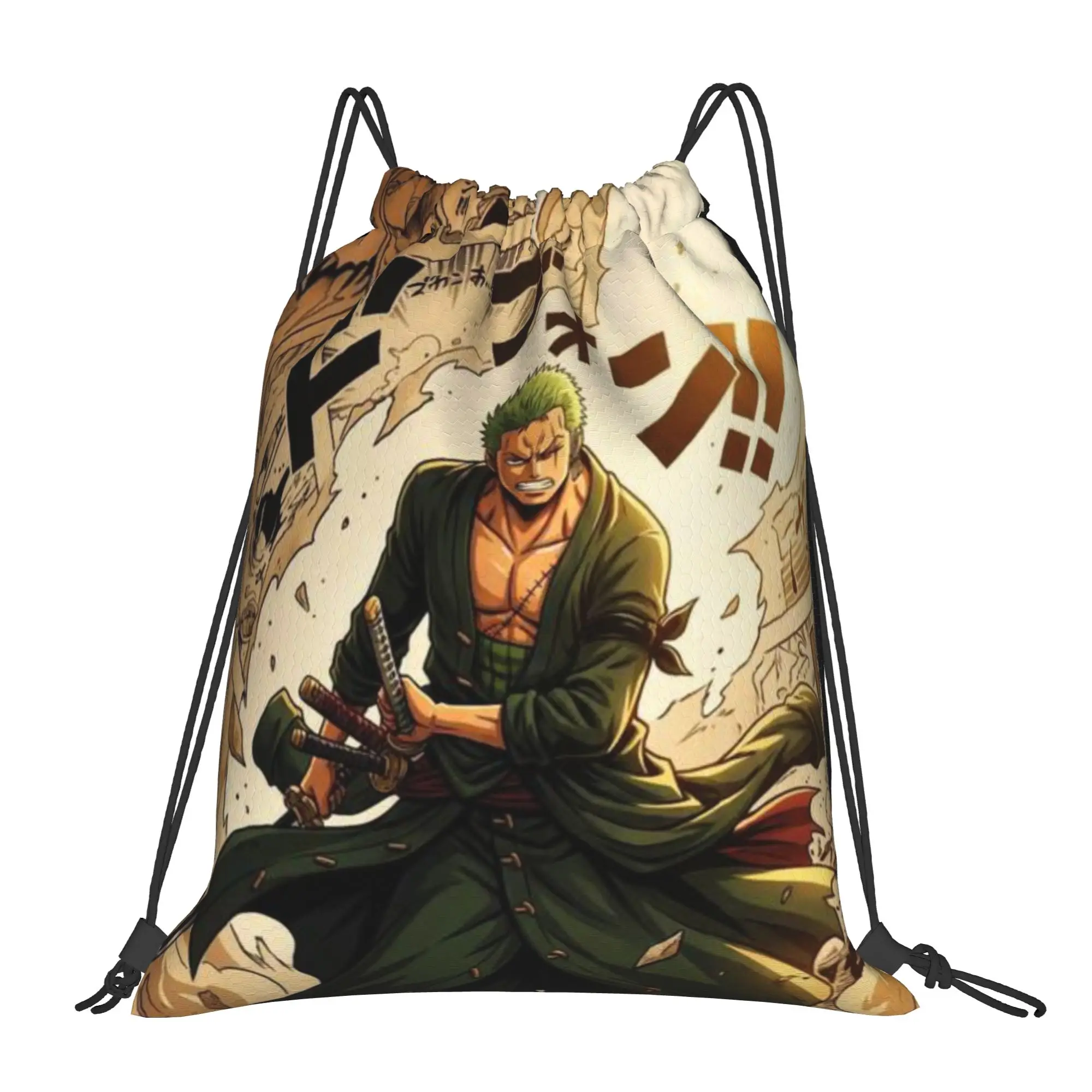 Roronoa Zoro (11) Bolsas con cordón de One Piece, bolsas de compras unisex, bolsa de almacenamiento con cordón para organizar y guardar cosas