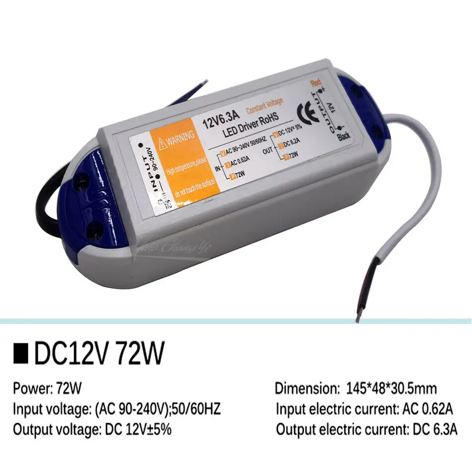 5 V Netzteil 12 V Led-treiber 5 Volt Power Adapter 12 Volt 60W 72W 100W AC 110V 220V zu DC 5 V 12 V 8A 20A Led-streifen Transformator