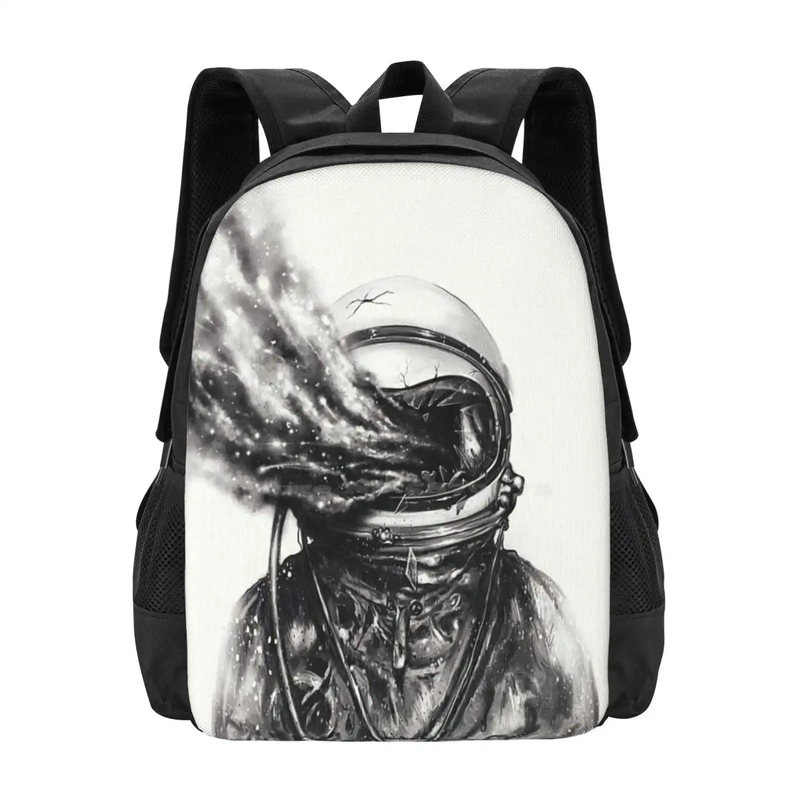 Transposed Pattern Design Laptop Travel School Bags Astronaut Galaxy Stars Smoke Dust Cosmonaut Spaceman Astronomy Black And