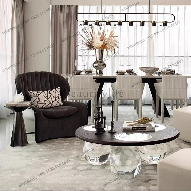 

yj9 Modern fashion designer creative handmade living room home villa crystal round coffee table
