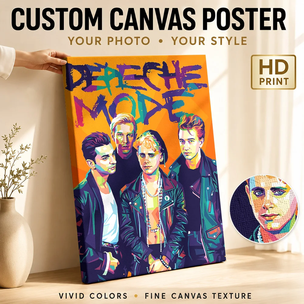 Depeche Mode Pop Art Portrait Canvas Print Poster Personalized Modern Aesthetic Canvas Wall Art for Office Decor Ready to Hang