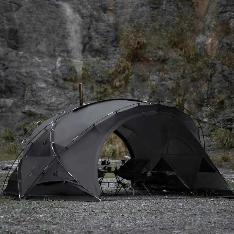 Dome tent outdoor tent tunnel double open camping Oxford cloth waterproof sunscreen tent