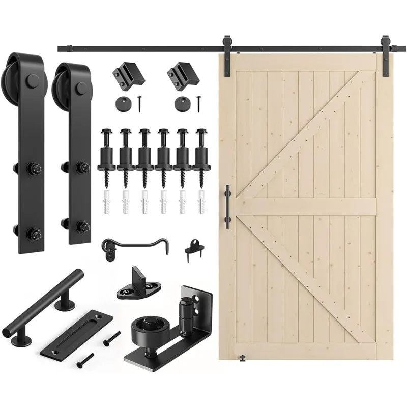 

SMARTSTANDARD 48in x 84in Sliding Barn Door with 8ft Barn Door Hardware Kit Included, Assembly Required, DIY, Stainable, Natural