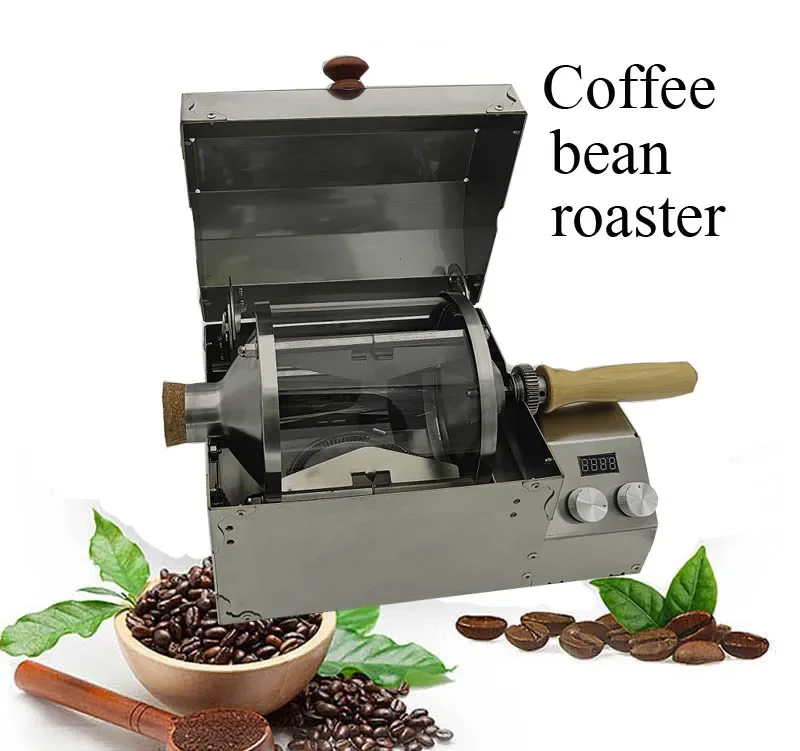 Electric Coffee Roasters Stainless Steel+Quartz Glass 400g Capacity Portable Mini Coffee Bean Baking for Home Use New Product