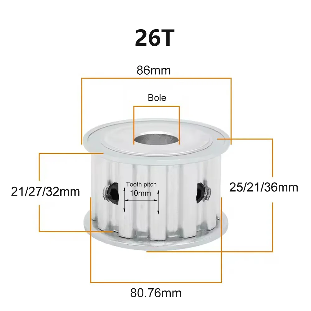 T10 Timing Pulley 26T 28Teeth AF Type T10 Synchronous Wheel Bore 8/10/12/14/15~30mm Belt Width 20/25/30mm
