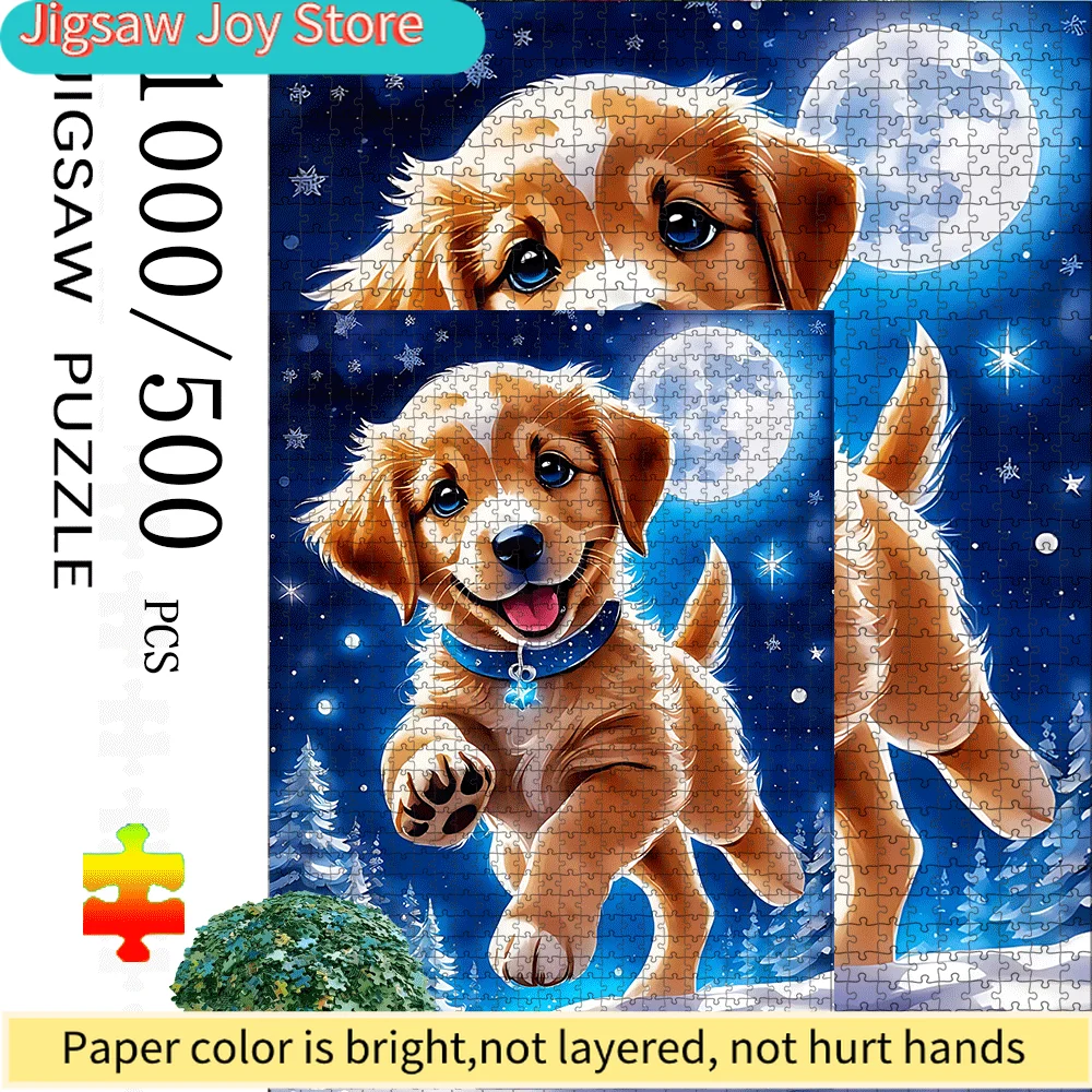 1000/500pcs Puppy, Moon, Star & Tree Paper Jigsaw Puzzle – Large Interactive Game for and Families | DIY Home Decor Brain Teas