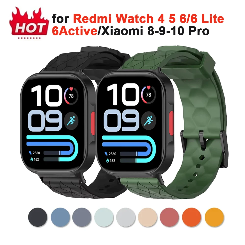Bracelet en silicone pour Redmi Watch6 Lite 6 Active 6 5 4, bracelet de sport à motif quadrillé pour montre connectée, bracelet pour Xiaomi Band 10/9/8 Pro.