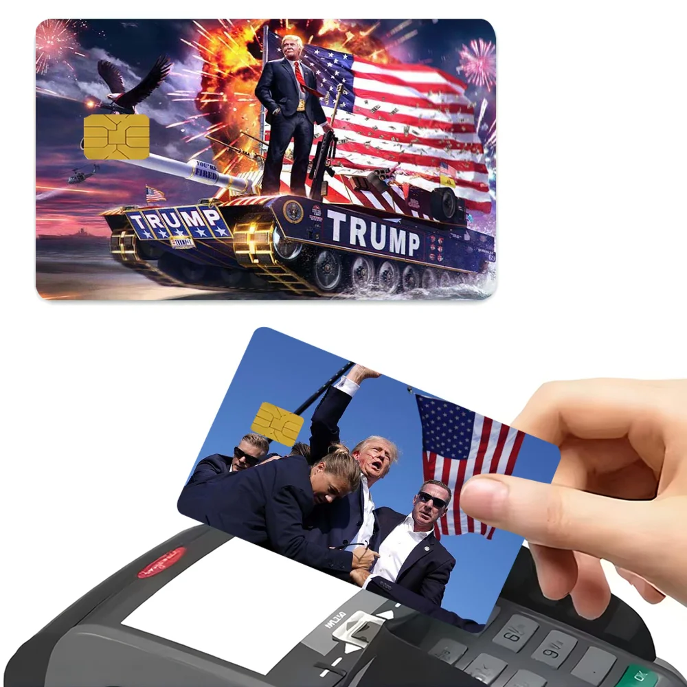 D-Donald Trump Credit Card Skin Stickers No Adhesive Residue Water Proof For VISA Credit Card Subway Access Card