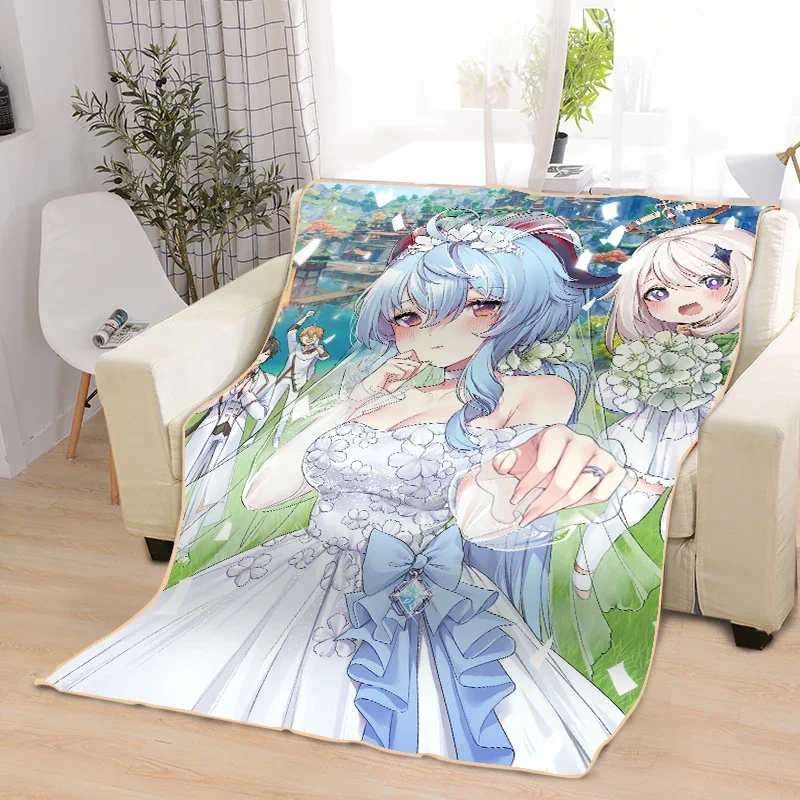 Genshin blow Anime blanket Gan Yu cute blanket flange sofa blanket adult kids cartoon custom throw blanket bed 150x200