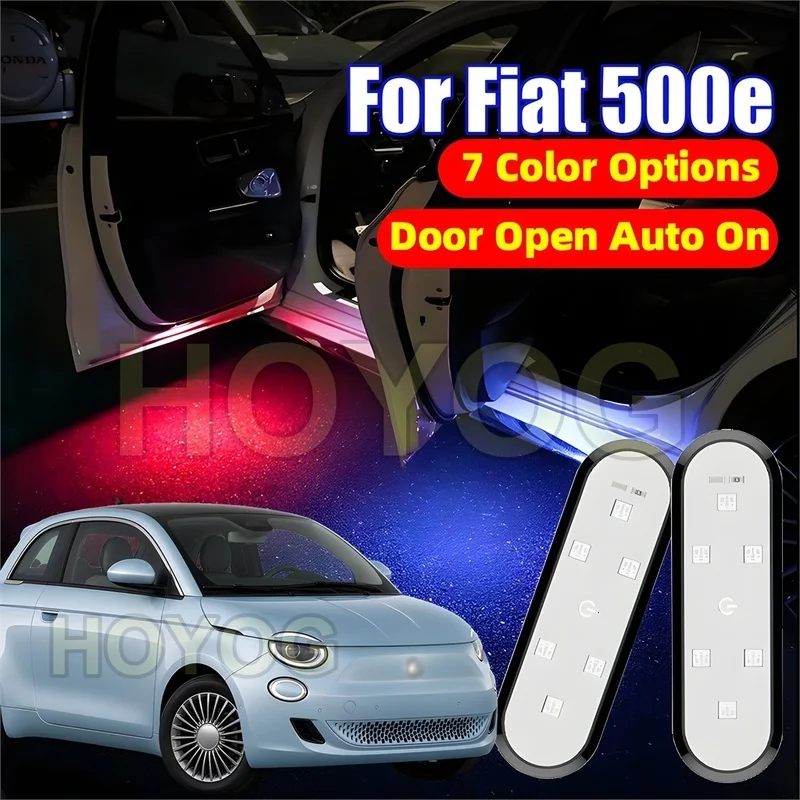 Fit for Fiat 500e 2020-2026 USB Rechargeable LED Car Door Light featuring a Magnetic Sensor for Door-Opening Warning