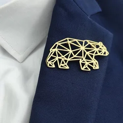 Fashion punk style hollow polar bear stainless steel gold-plated 18K brooch, black suit accessories, wedding matching set