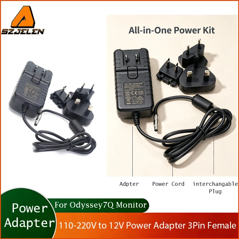 110-220V To 12V Power adapter 3Pin Female Plug Powered For Odyssey 7Q Monitor Power Cord